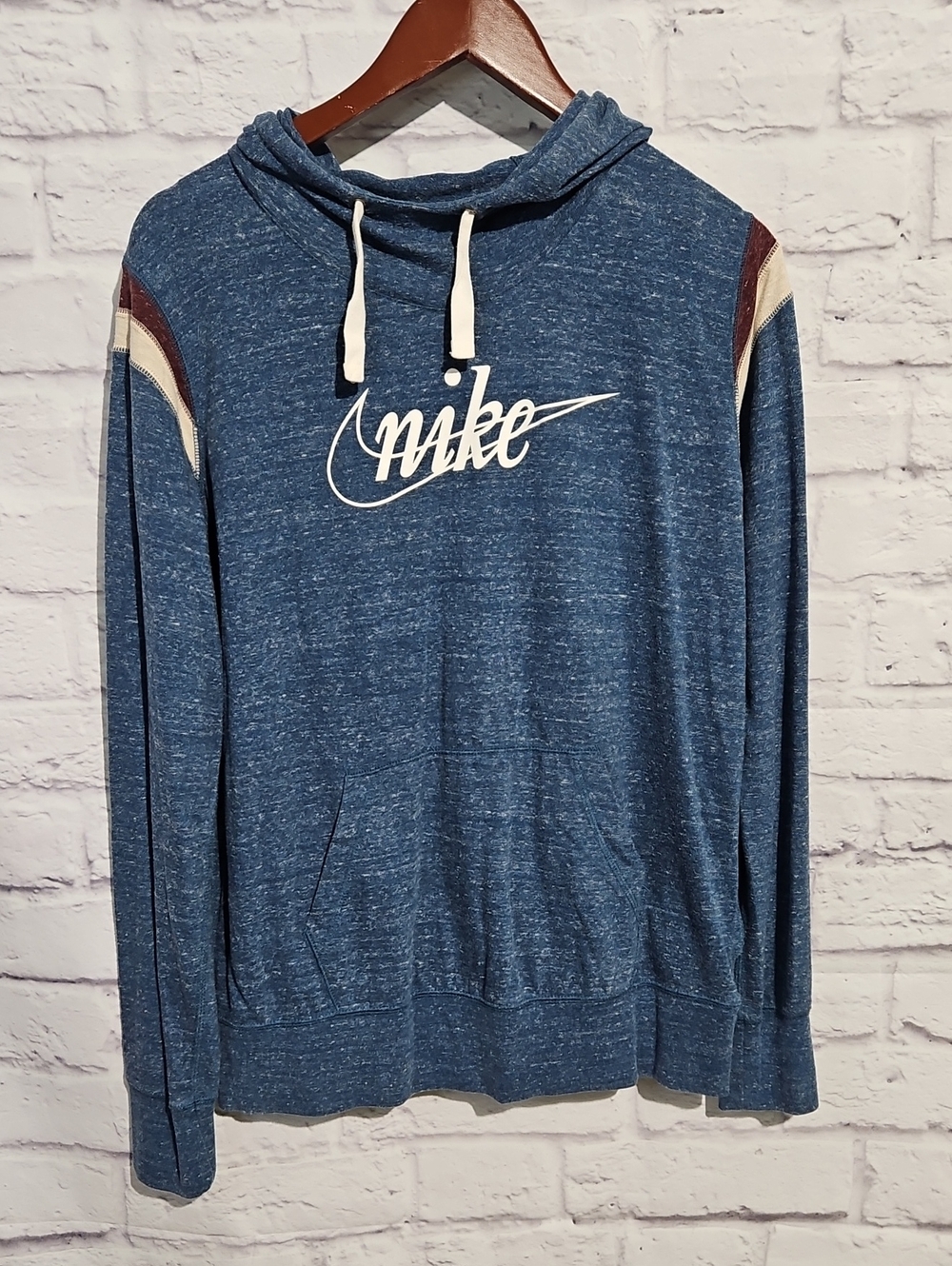 Nike Women's Blue Heather Pullover Hoodie with White Logo